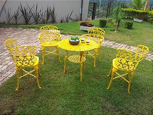 Mesa e cadeira Simba jardim fazenda ferro fundido Pronto Artes