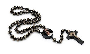 Terço Maria Passa a Frente Preto com Dourado - Toque o Céu