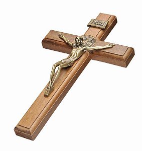 CRUCIFIXO MAD PAREDE 26CM C/SAO BENTO OV - Toque o Céu