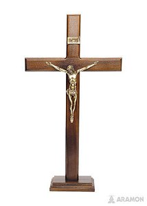 CRUCIFIXO MAD MESA 40CM OV - Toque o Céu