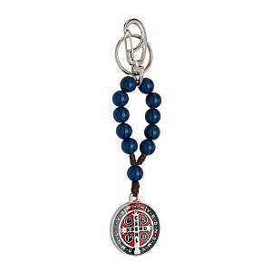 CHAVEIRO DEZENA MED SAO BENTO 10MM POL AZUL COLOR NIQ - Toque o Céu