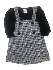 Vestido jardineira em Jacquard - ALEKIDS