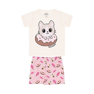 PIJAMA FEMININO EM MEIA MALHA QUE BRILHA ESCURO - BICHO BAGUNÇA