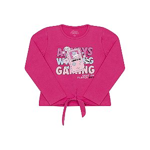BLUSA EM COTTON COM GLITTER E AMARRAÇAO - BICHO BAGUNÇA