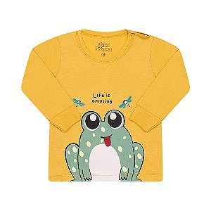 CAMISA MASCULINA DE MEIA MALHA COM APLIQUE INTERATIVO - BICHO BAGUNÇA