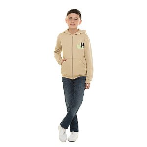 JAQUETA MASCULINA COM ZIPPER E CAPUZ - BICHO BAGUNÇA
