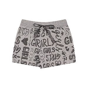 SHORTS MOLETINHO G FLAME C/ ESTAMPA E CORDÃO - BICHO BAGUNÇA