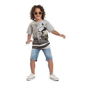 CAMISA EM MEIA MALHA C/ ESTAMPA QUE BRILHA NO ESCURO - BICHO BAGUNÇA
