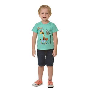 CAMISETA DE MEIA MALHA COM PUFF NA ESTAMPA - BICHO BAGUNÇA