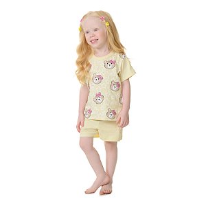 PIJAMA FEMININO EM MEIA MALHA BRILHA NO ESCURO - BICHO BAGUNÇA