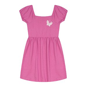 VESTIDO DE MALHA POA COM APLIQUE BORBOLETA - BICHO BAGUNÇA
