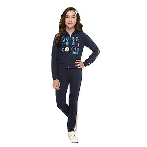 CONJUNTO FEMININO DE MOLETOM COM CAPUZ E ZIPPER - BICHO BAGUNÇA