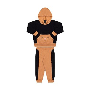 CONJUNTO DE PELO E MOLETOM COM BOLSO E CAPUZ - BICHO BAGUNÇA