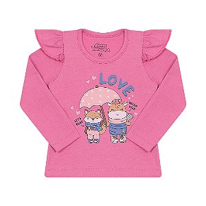 BLUSA EM COTTON COM BABADO NA MANGA - BICHO BAGUNÇA