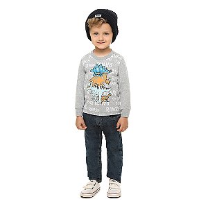 CAMISA DE MEIA MALHA COM PUFF NA ESTAMPA - BICHO BAGUNÇA