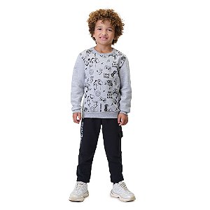 CONJUNTO DE MOLETOM COM BOLSO CARGO - BICHO BAGUNÇA