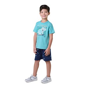 CONJUNTO EM MEIA MALHA E MOLETINHO ESTAMPADO - BICHO BAGUNÇA