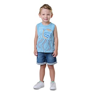 REGATA EM MEIA MALHA COM PUFF NA ESTAMPA - BICHO BAGUNÇA