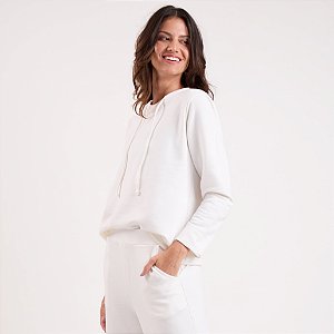 Casaco Olivia Reto Moletom Basic Off White