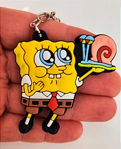 Chaveiro Emborrachado Bob Esponja com Gary