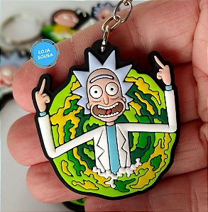 Chaveiro Emborrachado Rick Mostrando o Dedo