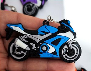 Chaveiro Emborrachado Moto Azul