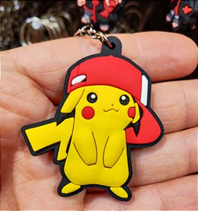 Chaveiro Emborrachado Pokemon Pikachu Boné