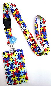 Kit Cordão Mosquete Autismo + Porta Crachá