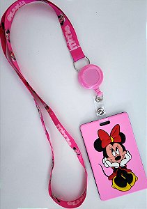 Kit Cordão + Porta Crachá Retrátil + Porta Cartão Emborrachado Minie