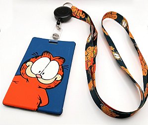 Kit Cordão + Porta Crachá Retrátil + Porta Cartão Emborrachado Garfield