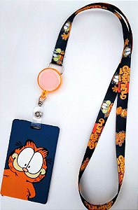 Kit Cordão + Porta Crachá Retrátil + Porta Cartão Emborrachado Garfield