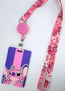 Kit Cordão + Porta Crachá Retrátil + Porta Cartão Emborrachado Angela