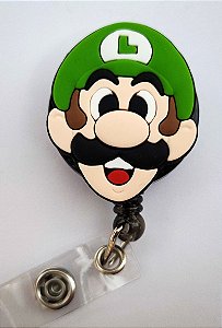 Porta Crachá Retrátil com Aplique Rosto Luigi