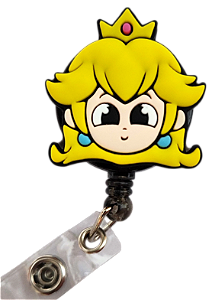 Porta Crachá Retrátil com Aplique Rosto Princesa Peach