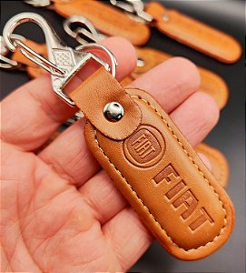 Chaveiro Mosquetão Couro Carro Fiat