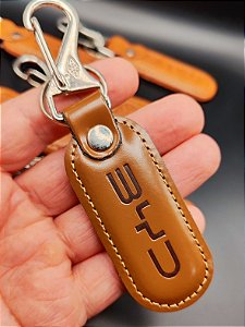 Chaveiro Mosquetão Couro Carro BYD