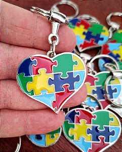 Chaveiro Metal Quebra-Cabeça Coração Autismo