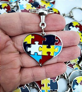 Chaveiro Metal Quebra-Cabeça Coração Autismo
