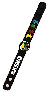 Pulseira Silicone Preto Autismo