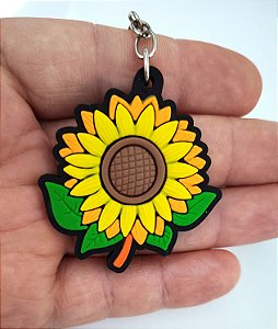 Chaveiro Emborrachado Flor Girassol