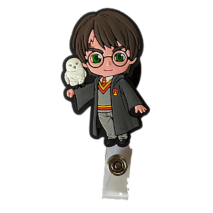 Porta Crachá Retrátil com Aplique Harry Potter