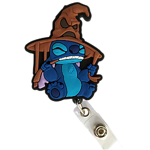 Porta Crachá Retrátil com Aplique Stitch Potter