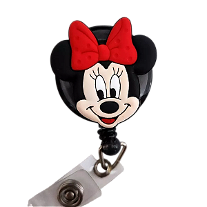 Porta Crachá Retrátil com Aplique Disney Minie