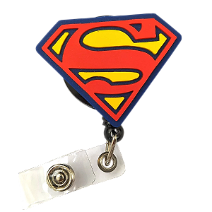 Porta Crachá Retrátil com Aplique Super Man Homem