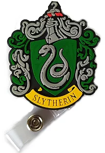 Porta Crachá Retrátil com Aplique Harry Potter Sonserina