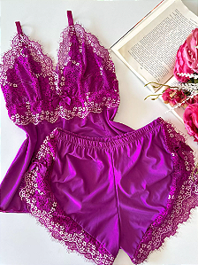 Baby Doll Rendinha Roxo