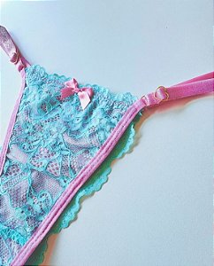 Calcinha Collor - Rosa com Verde Água