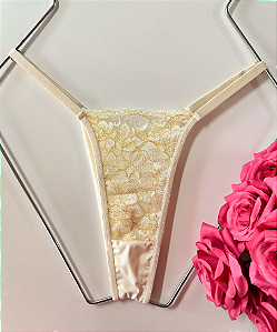 Calcinha Renda Off/ Dourada