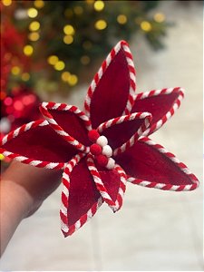 FLOR DE NATAL 30 CM VERMELHA E BRANCA
