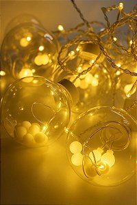 PISCA BOLA LUZ AMARELA FIO TRANSPARENTE 2,5m x 1m 110V